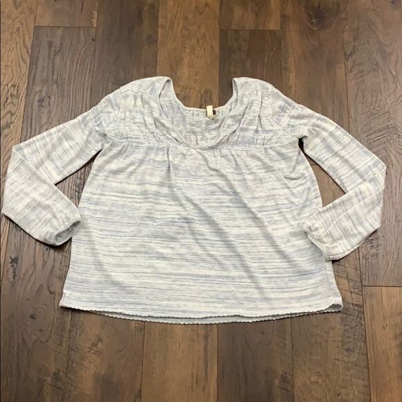 Free People Heathered Blue/White Long Sleeve Top - Picture 1 of 4